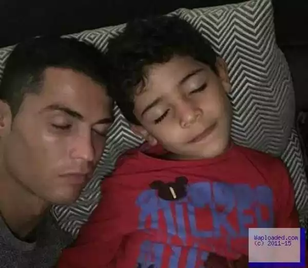 Cristiano Ronaldo And Son Take Selfie While Pretending To Sleep